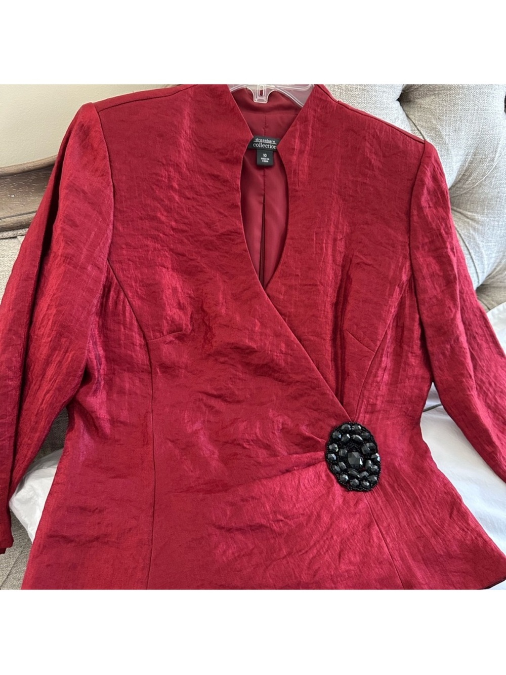 Dress Barn Crimson Wrap Blazer with Classic Collar and Tailored fit
